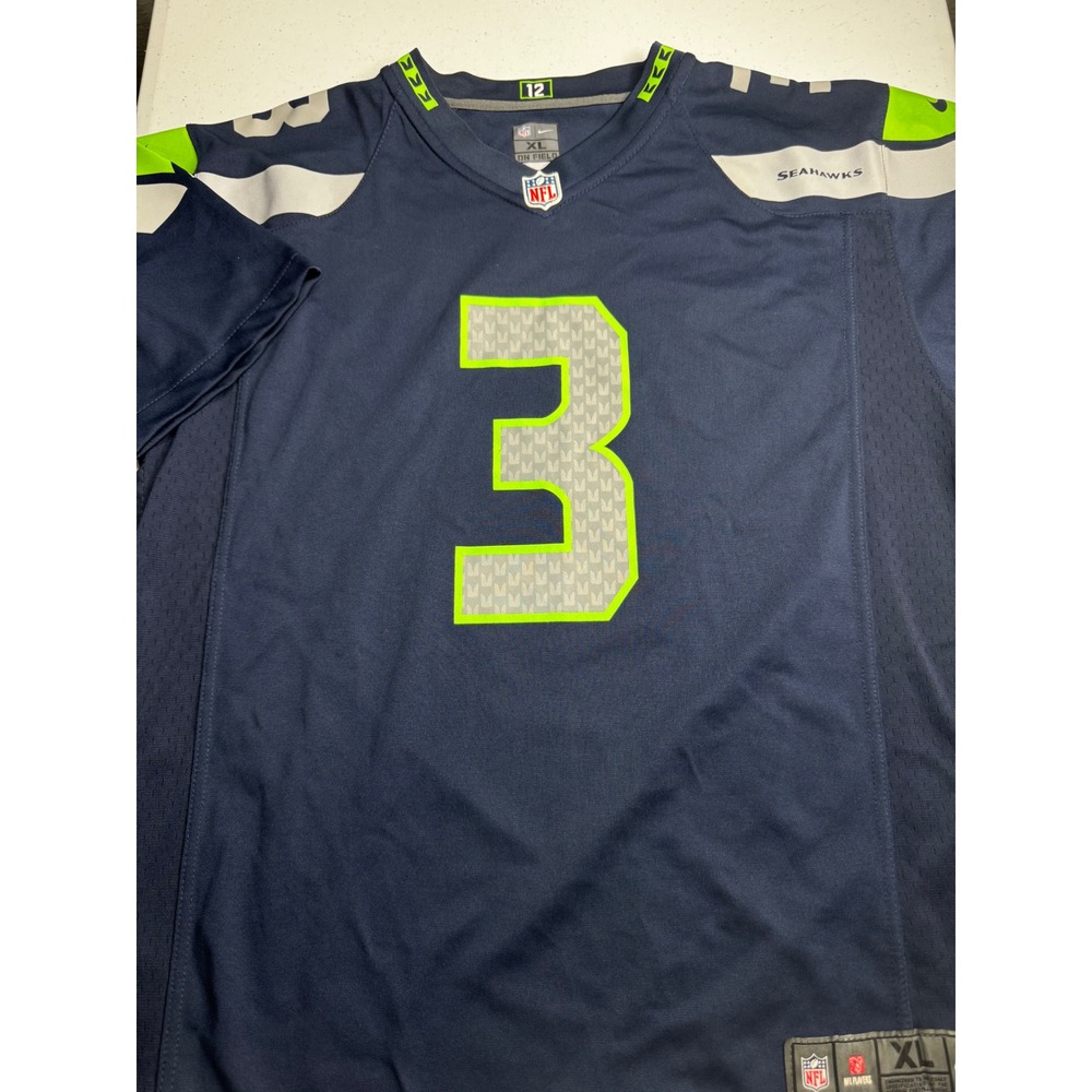 Nike Seattle Seahawks Russell Wilson 3 Jersey Kids XL Navy Blue NFL On Field